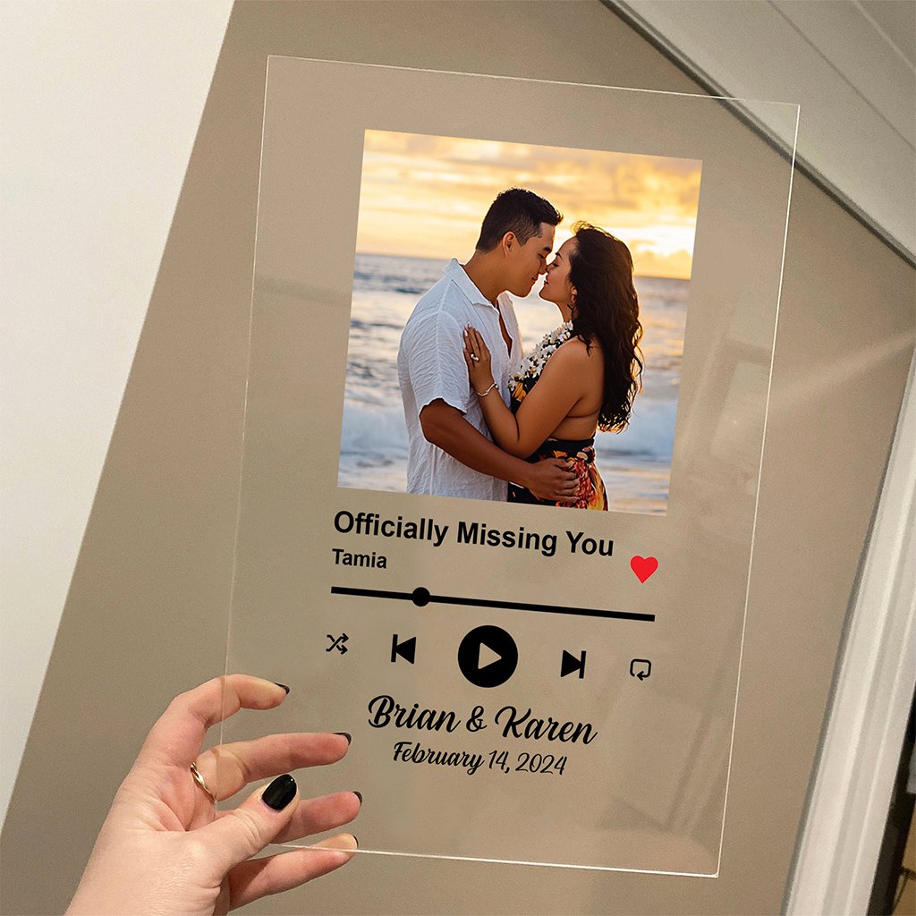 Custom Photo Polynesian Couple Valentine Acrylic Plaque Favorite Song