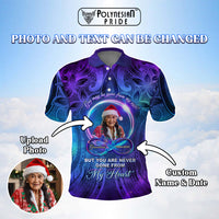 Custom Photo Memorial Polo Shirt You Are Never Gone From My Heart Polynesian Tribal Pattern