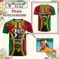 Custom Photo Vanuatu Independence Day T Shirt Pig Tusk Polynesian Pattern
