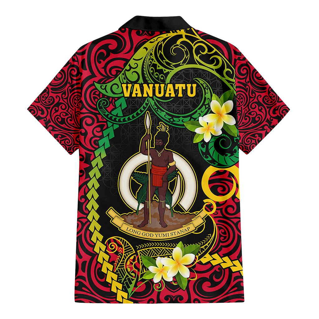 Custom Photo Vanuatu Provinces Hawaiian Shirt Coat Of Arms Plumeria Polynesian Pattern