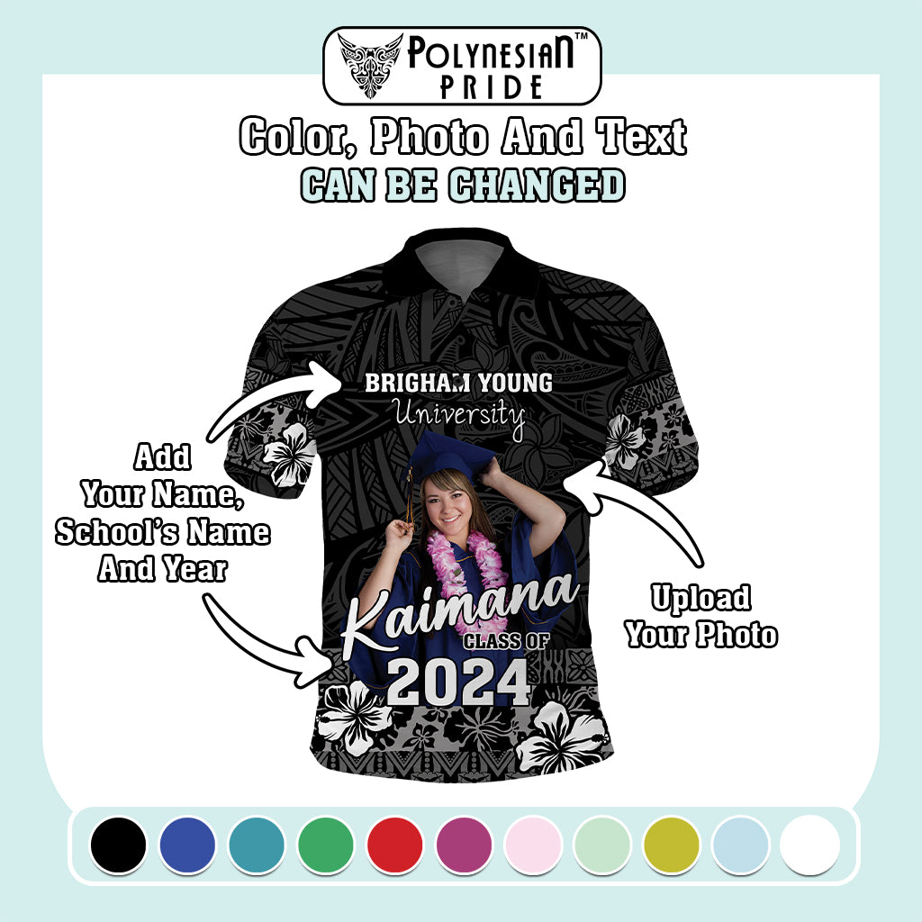 Custom Photo Graduation Ceremony Polo Shirt Graduate Congratulations Polynesian Pattern