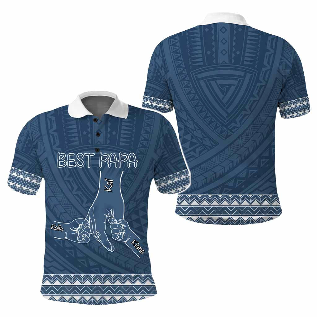 Custom Father's Day Polo Shirt Hand In Hand, I Will Always Protect You Polynesian Pattern