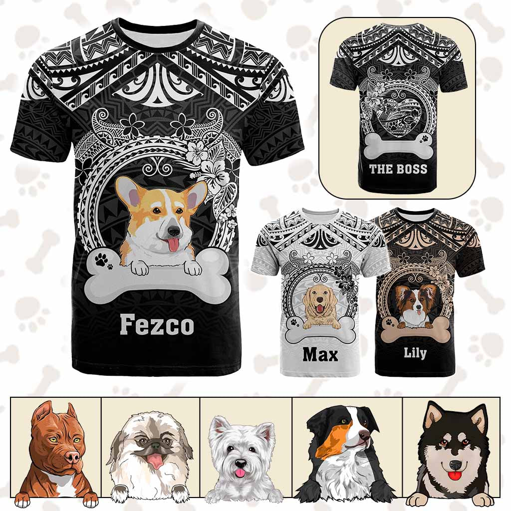 Custom Dog T Shirt With Polynesian Pattern