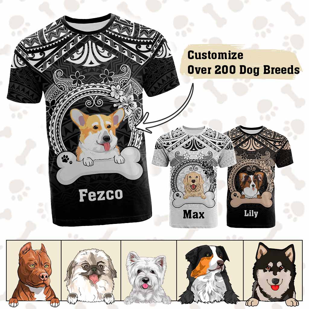 Custom Dog T Shirt With Polynesian Pattern