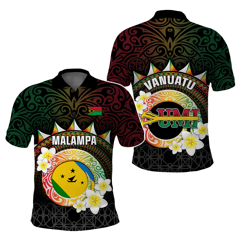 Custom Vanuatu Provinces Polo Shirt Pig Tusk Tribal Pattern With Plumeria