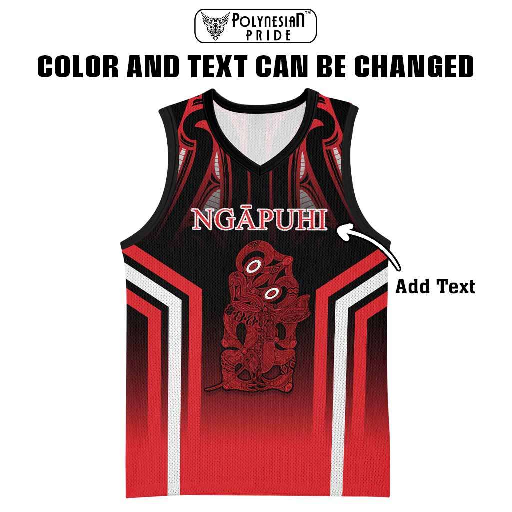 New Zealand Aotearoa Iwi Personalised Text Basketball Jersey Maori Hei Tiki Special Style CTM05 - Polynesian Pride