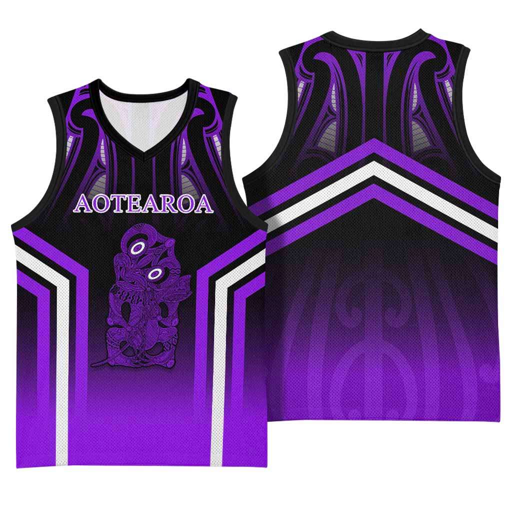New Zealand Aotearoa Iwi Personalised Text Basketball Jersey Maori Hei Tiki Special Style CTM05 - Polynesian Pride