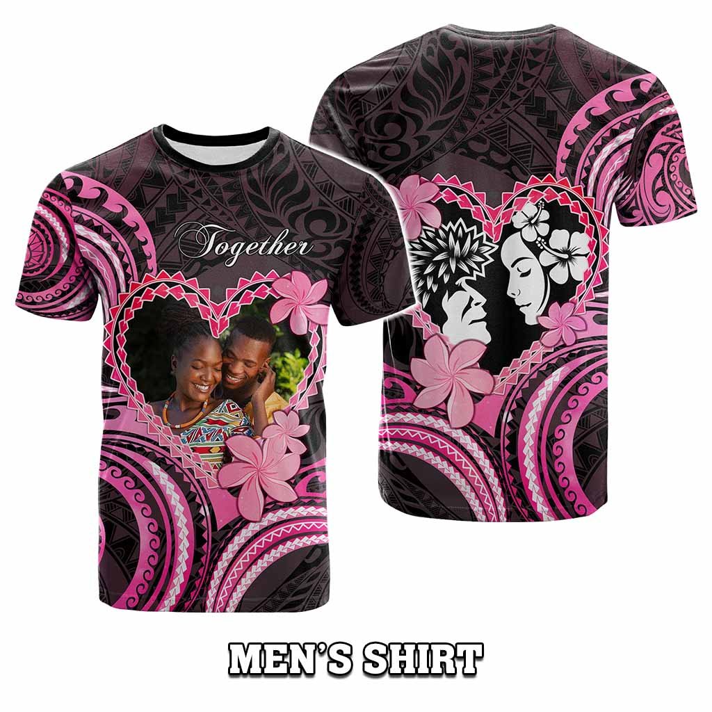 Custom Photo Polynesian Couple Valentine Day T shirt I LOVE YOU FOREVER