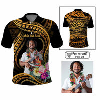 Custom Photo Pacific Tribal Tattoo Polo Shirt with Flowers Bouquet