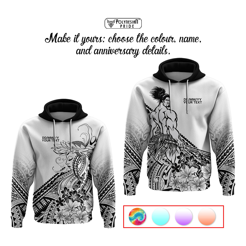 Personalised Polynesian Beauty Woman and Warrior Valentine Hoodie With Pacific Pattern - Polynesian Pride