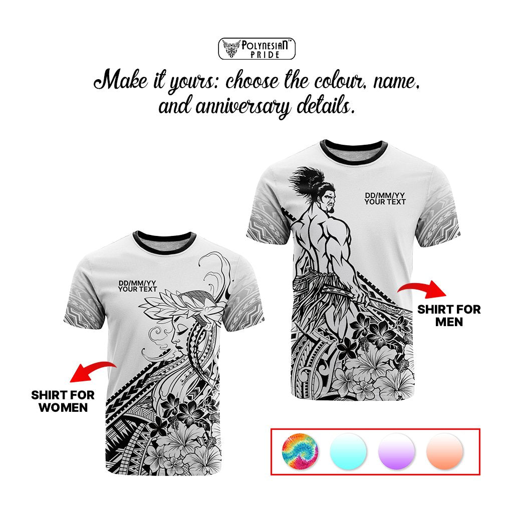Personalised Polynesian Beauty Woman and Warrior Valentine T Shirt With Pacific Pattern - Polynesian Pride