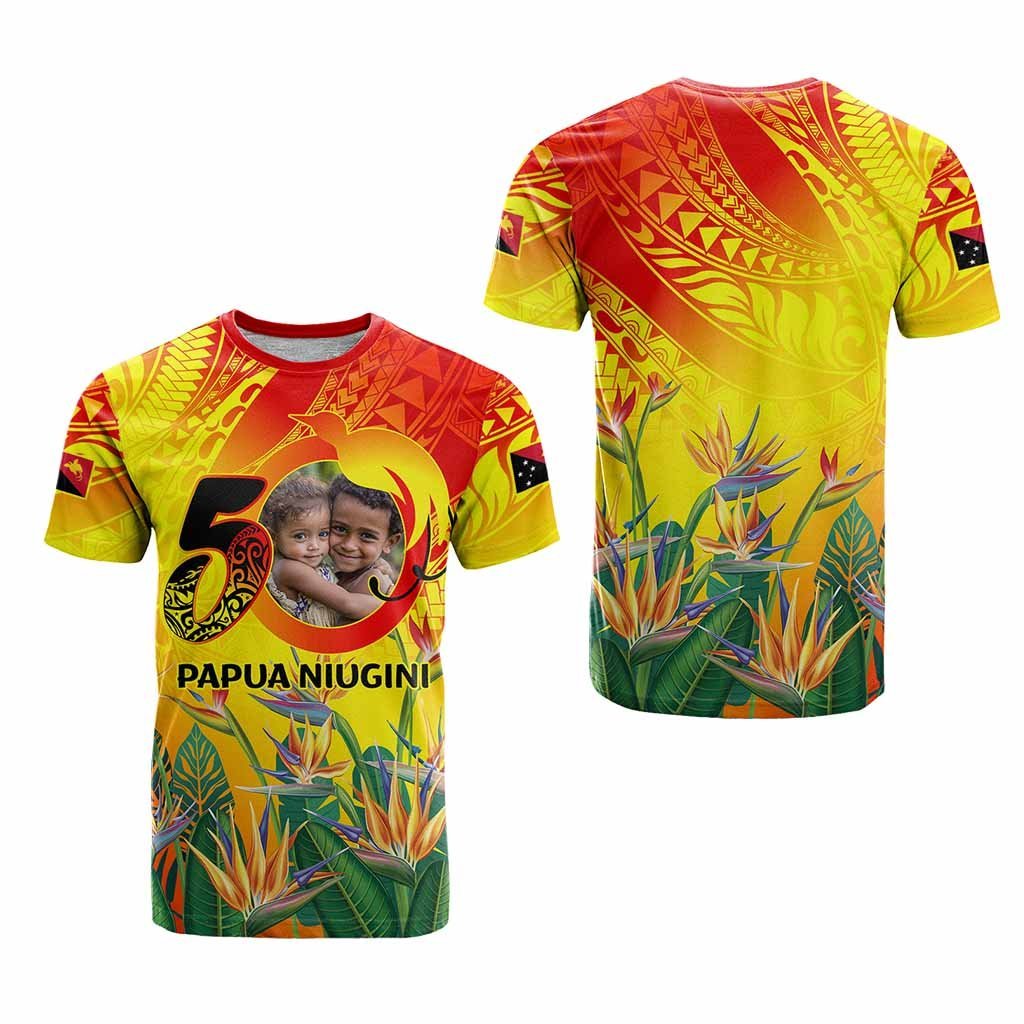 Custom Photo Papua Niugini Hapi 50th Indipendens T Shirt Year of PNG 1975-2025 CTM09 - Polynesian Pride