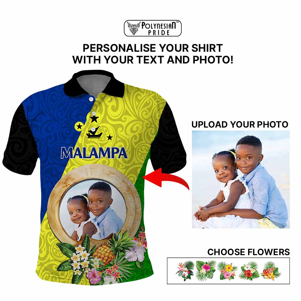 Malampa Province Custom Polo Shirt With Photo Vanuatuan Boar's Tusk Flag Multicolored