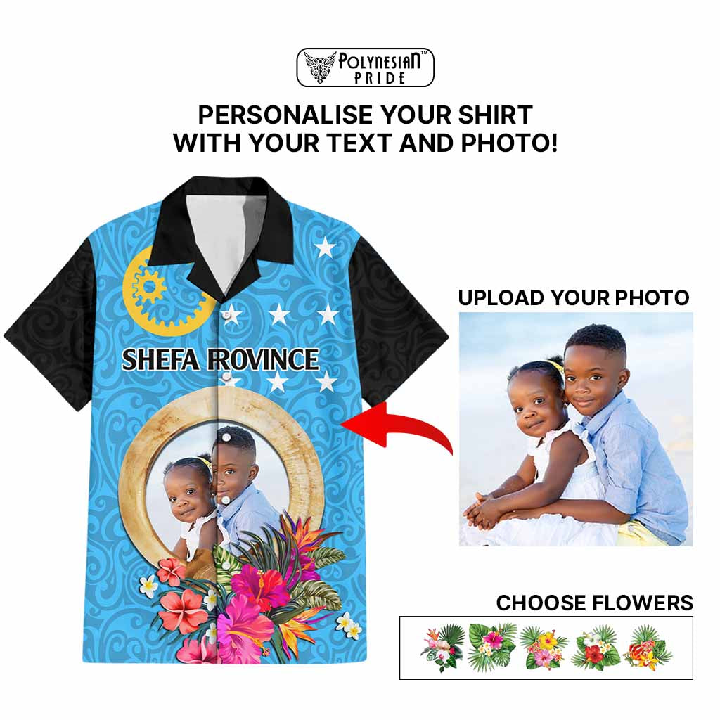 Sanma Province Custom Hawaiian Shirt With Photo Vanuatuan Boar's Tusk Flag Multicolored