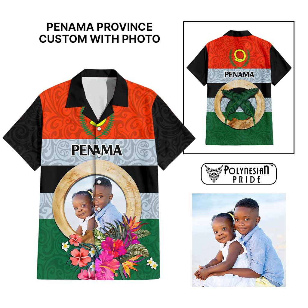 Penama Province Custom Hawaiian Shirt With Photo Vanuatuan Boar's Tusk Flag Multicolored