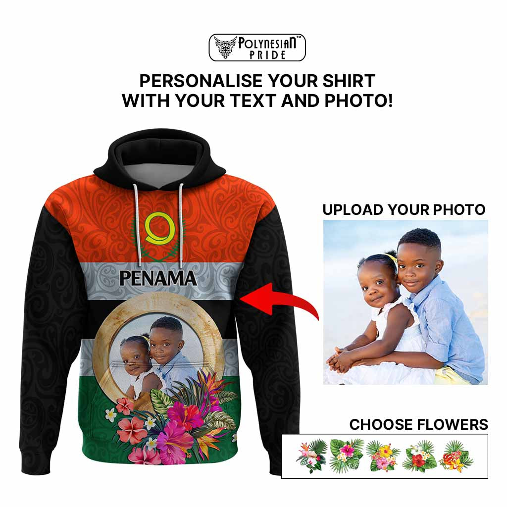 Penama Province Custom Hoodie With Photo Vanuatuan Boar's Tusk Flag Multicolored