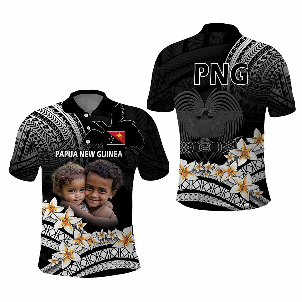 Custom Photo Papua New Guinea Provinces Polo Shirt Bird of Paradise with Black Polynesian Tribal
