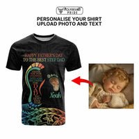 Custom Happy Father's Day - The Best Step Dad T Shirt Polynesian Tribal Tatoo