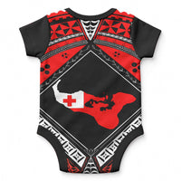 Custom Photo Tonga Baby Onesie Polynesian Pattern Mixed Ngatu Kupesi CTM09 - Polynesian Pride