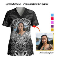 Personalised Aotearoa Iwi Photo Name Scrub Top Maori Tribal Ethnic Inspired Tradition CTM09 - Polynesian Pride