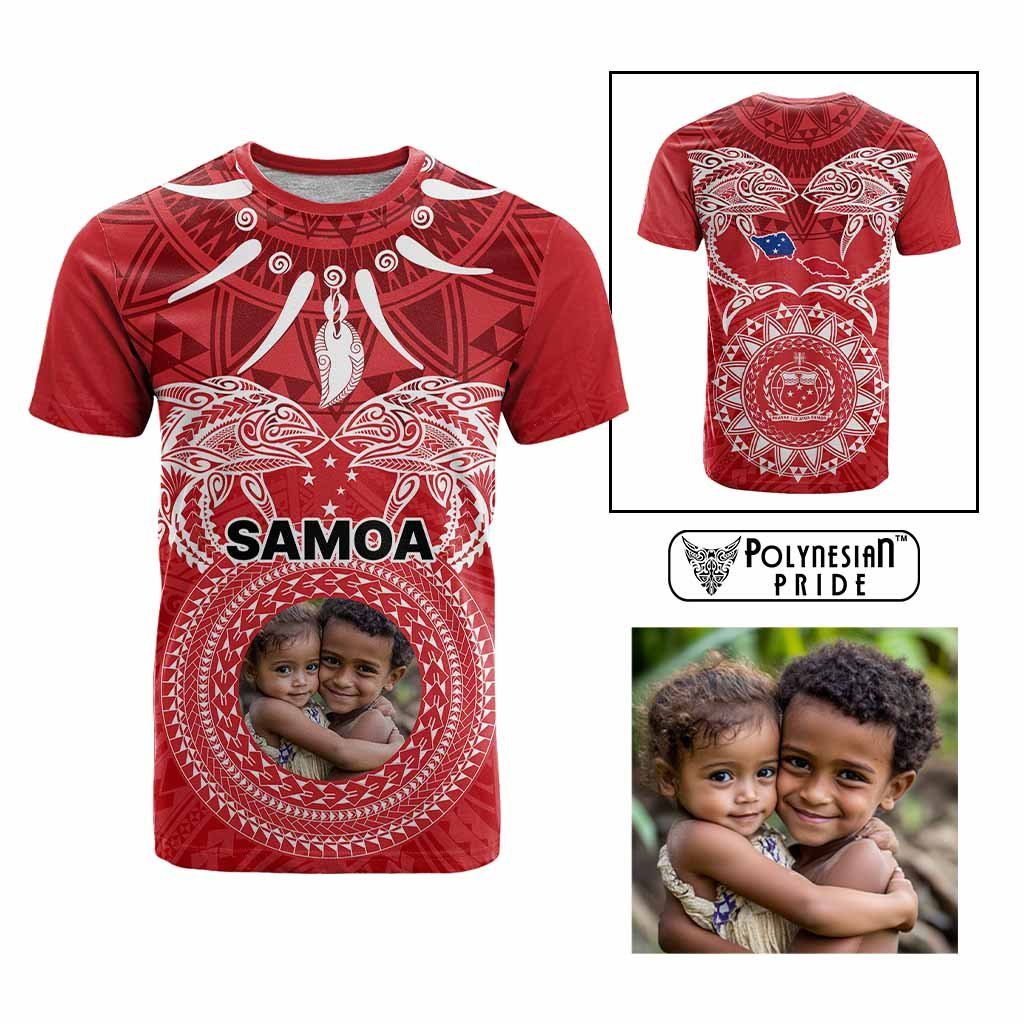 Custom Photo Samoa T Shirt Polynesian Fish Tattoo and Boar Tusk Art CTM09 Multicolor - Polynesian Pride