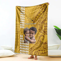 Custom Photo Hawaii Blanket Kakau Mixed Polynesian Tribal