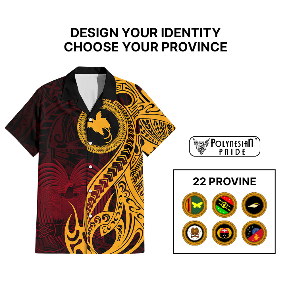 Custom Provinces of Papua New Guinea Hawaiian Shirt Bird of Paradise Polynesian Tribal - Polynesian Pride