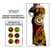 Custom Provinces of Papua New Guinea Off Shoulder Maxi Dress Bird of Paradise Polynesian Tribal CTM09 - Polynesian Pride