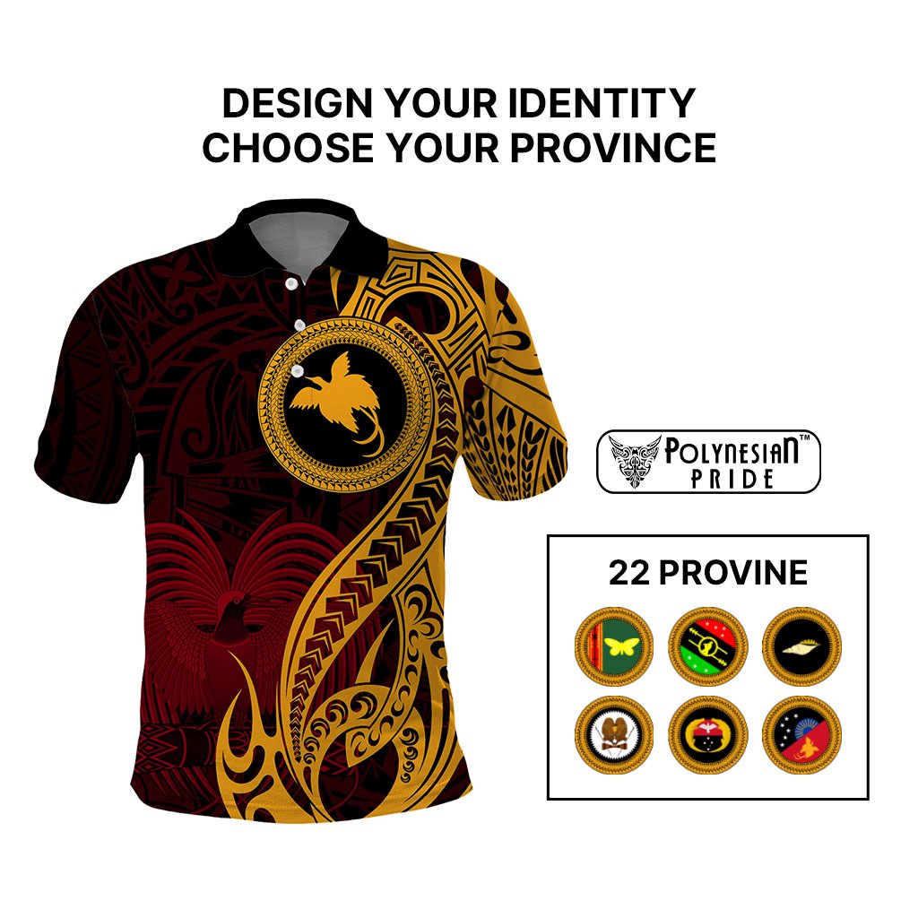 Custom Provinces of Papua New Guinea Polo Shirt Bird of Paradise Polynesian Tribal CTM09 - Polynesian Pride