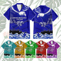 Custom American Samoa Fautasi Race Hawaiian Shirt Eagle With Polynesian Pattern CTM14 Multicolor - Polynesian Pride