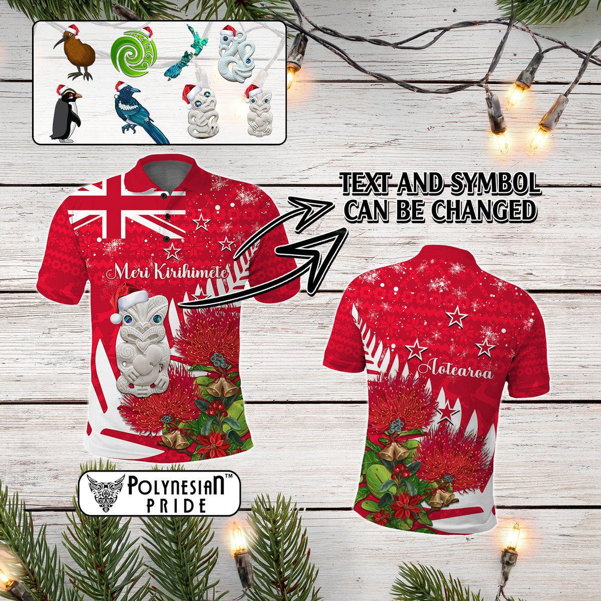 Custom New Zealand Christmas In July Polo Shirt Meri Kirihimete Aotearoa Pohutukawa Flowers CTM14 - Polynesian Pride