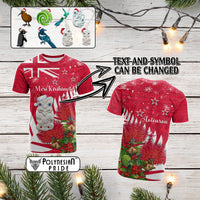 Custom New Zealand Christmas In July T Shirt Meri Kirihimete Aotearoa Pohutukawa Flowers CTM14 - Polynesian Pride
