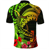 Custom Photo Polynesian Countries Polo Shirt Flowers Hammerhead Shark With Coat of Arms