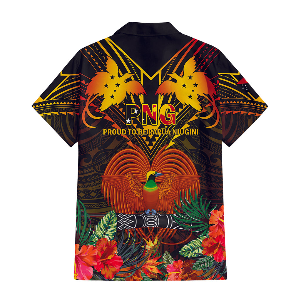 Custom Photo Papua New Guinea Provinces Hawaiian Shirt Flag With Polynesian Tropical Flowers - Polynesian Pride