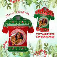 Custom Photo Aloha Hawaii Christmas Polo Shirt Tiki Santa Mele Kalikimaka