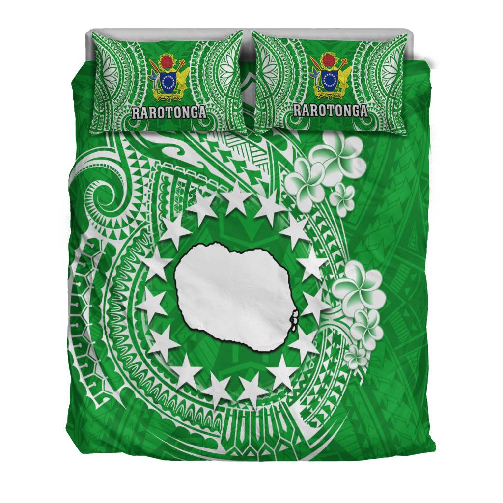 Custom Cook Islands Bedding Set Islands Map Plumeria With Polynesian Tattoo