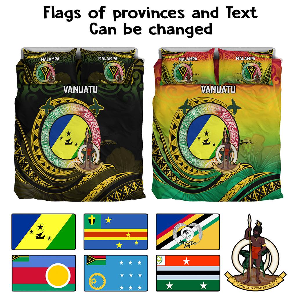 Custom Vanuatu Provinces Bedding Set Coat Of Arms Mix Flag
