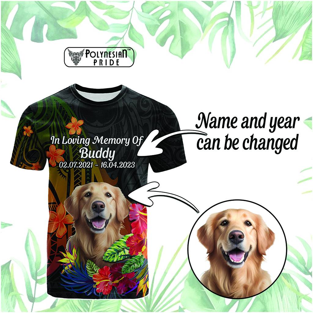 Custom Photo In Loving Memory T Shirt Polynesian Memorial Gift For Family And Pet Lovers