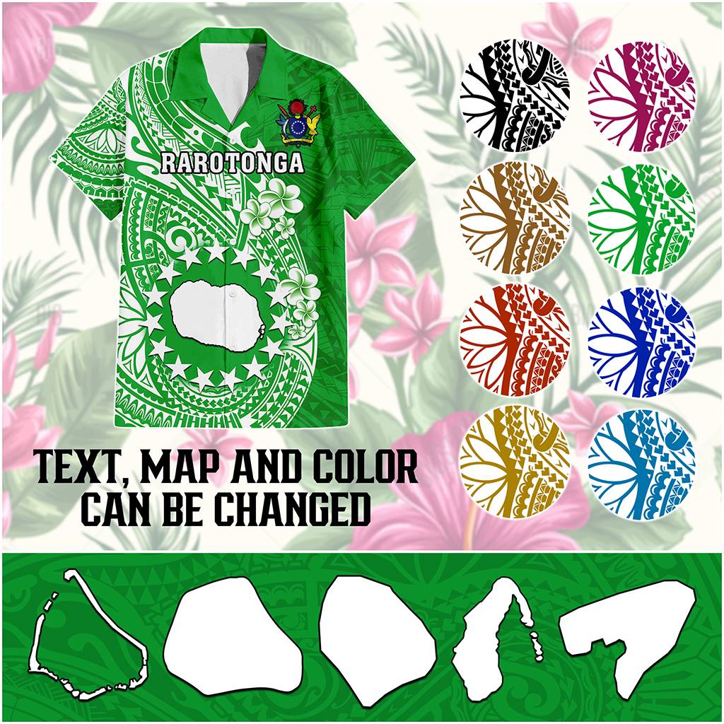 Custom Cook Islands Hawaiian Shirt Islands Map Plumeria With Polynesian Tattoo