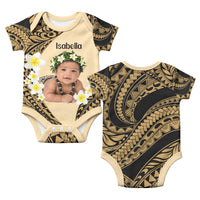 Custom Baby Photo Plumeria Polynesian Pattern Baby Onesie CTM14 - Polynesian Pride