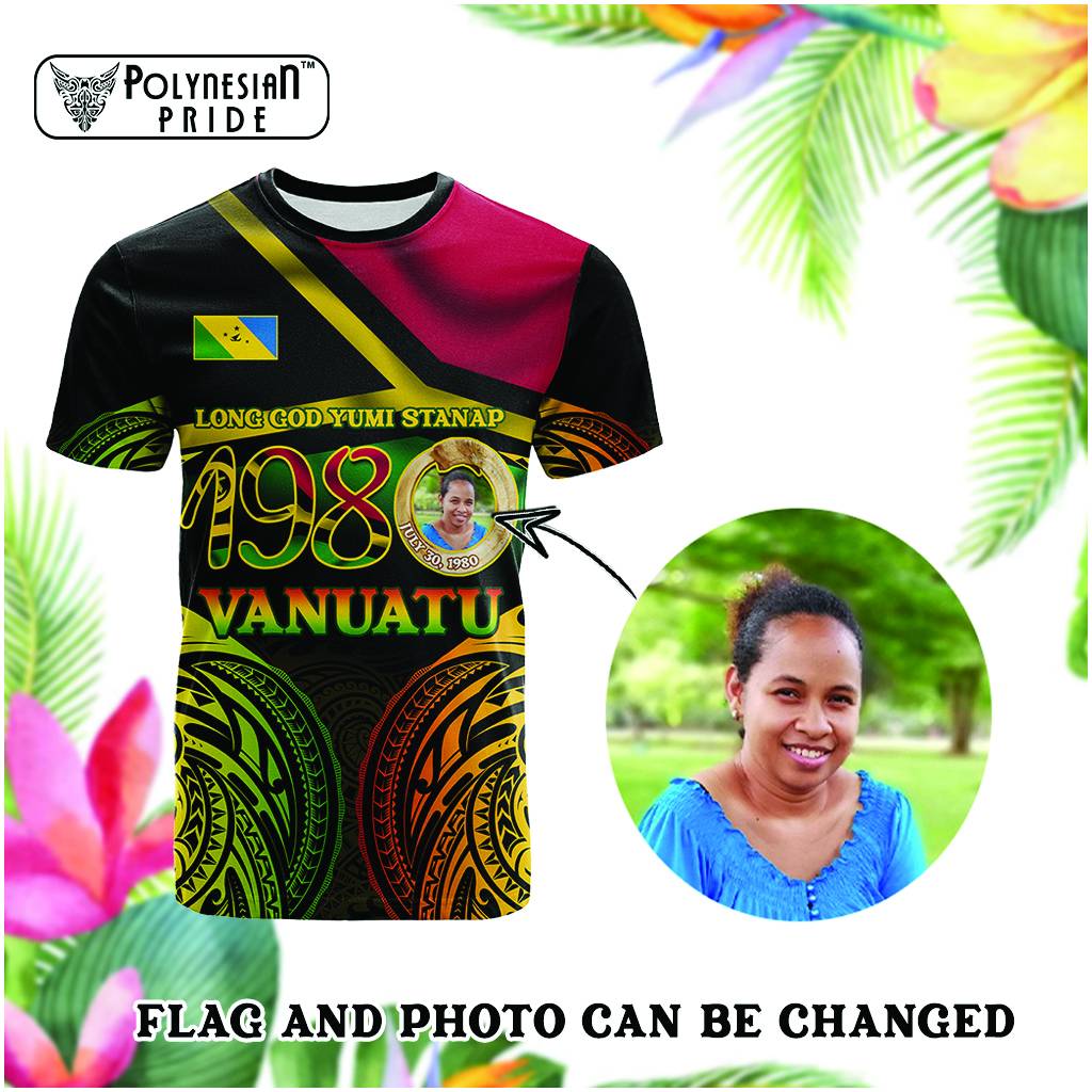 Custom Photo Vanuatu 1980 T Shirt Yumi Yumi Yumi Independence Anniversary