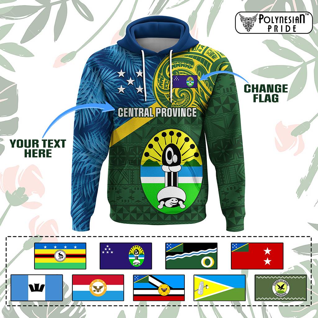 Custom Solomon Islands Provinces Hoodie Coat Of Arms With Flag Unique Version