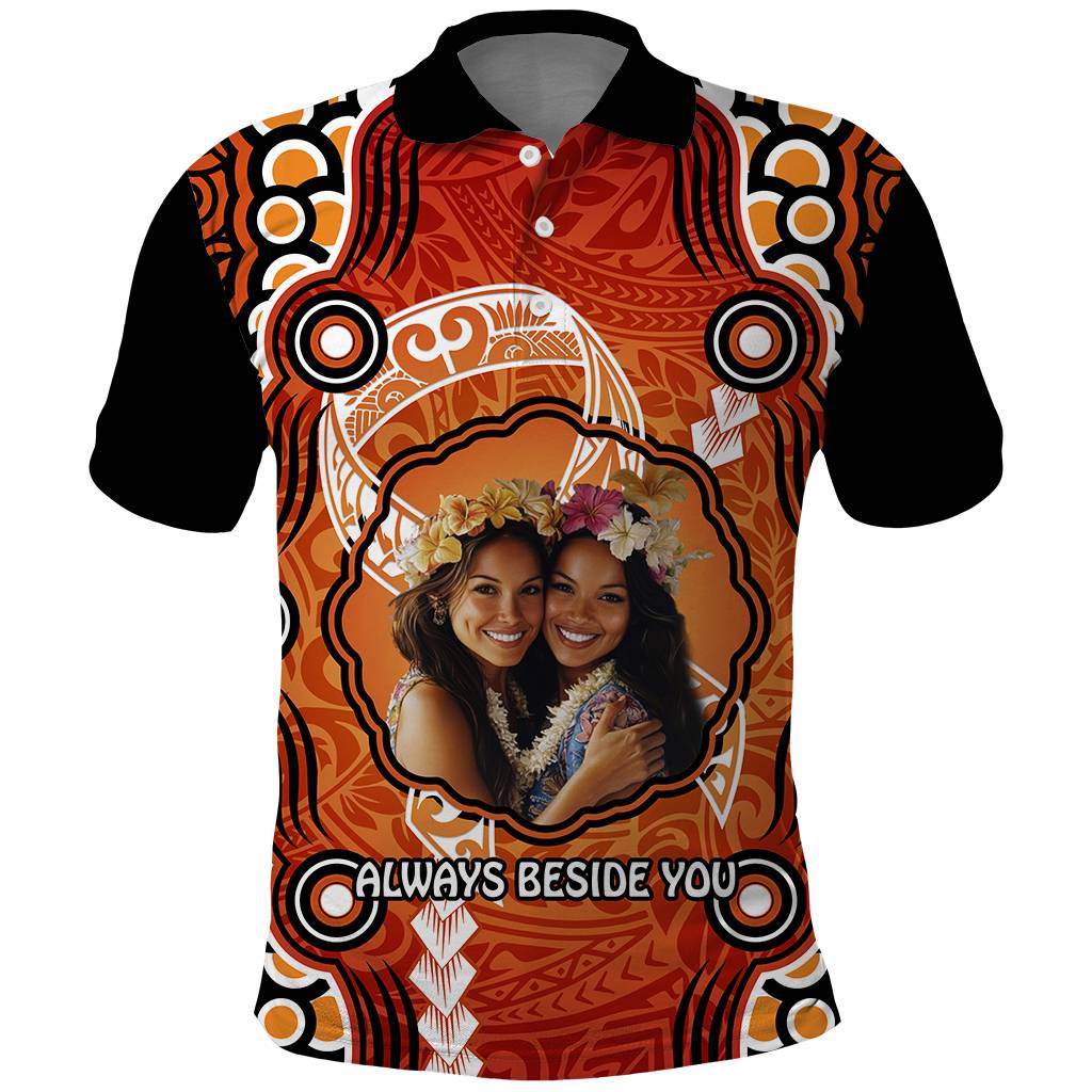 Custom Photo Cancer Awareness Polo Shirt Brave Strong Aboriginal With Polynesian Pattern