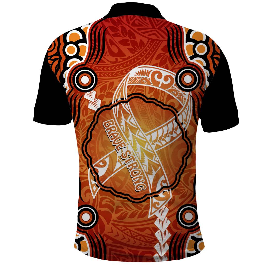 Custom Photo Cancer Awareness Polo Shirt Brave Strong Aboriginal With Polynesian Pattern