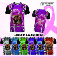 Custom Photo Cancer Awareness T Shirt Brave Strong Aboriginal With Polynesian Pattern