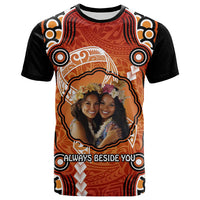 Custom Photo Cancer Awareness T Shirt Brave Strong Aboriginal With Polynesian Pattern