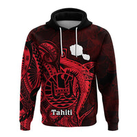Custom French Polynesia Hoodie Map Of Islands Flag Hibiscus With Polynesian Shark Tattoo