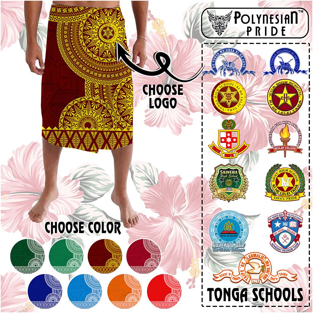 Custom Tonga Schools Lavalava Tongan Schools Logo With Ngatu Pattern
