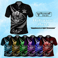 Custom New Zealand Darts Polo Shirt Aotearoa Maori Silver Fern Dart's Name CTM14 Multicolor - Polynesian Pride
