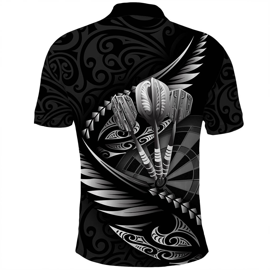 Custom New Zealand Darts Polo Shirt Aotearoa Maori Silver Fern Dart's Name CTM14 - Polynesian Pride